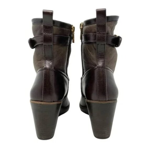 Tory Burch Primrose Lamb Leather Shearling Wedge Ankle Boots - Size 6.5 - Picture 5 of 9